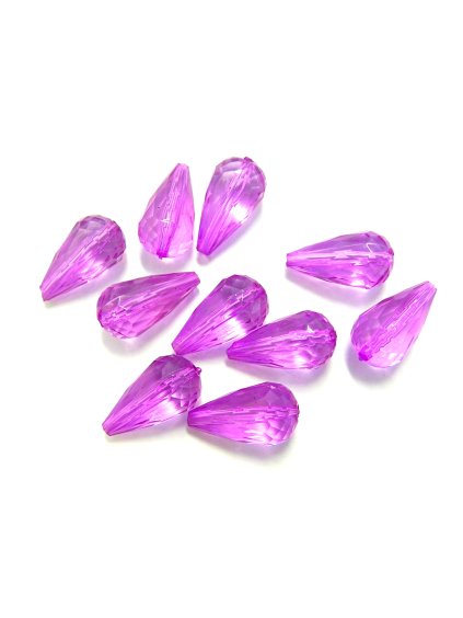 Plastový korálek, slza, hruška, barva fialová, 21x11 mm, 20 ks/bal.