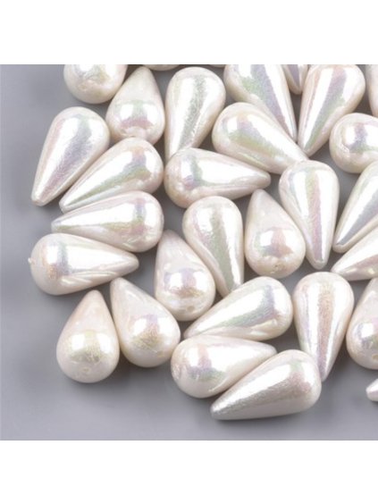 Korálky plast., perleť slza, 27 x 15 mm, 1 kus