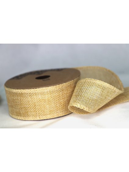 ws 5, Jutová stuha pevná, 3,8 cm, délka cca 9,10 m, přírodní