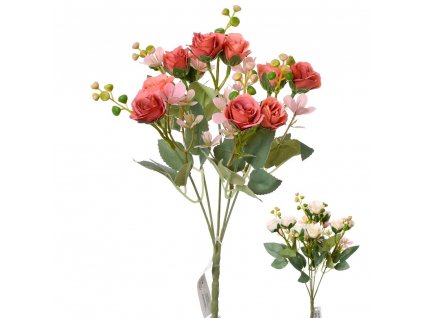 Svazek, kytice RŮŽE, mini květ - 30 cm, mix 2 barev, 1ks