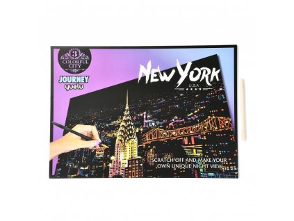 Škrabací obrázek, barevný NEW YORK, 40x28 cm 2ks v balení