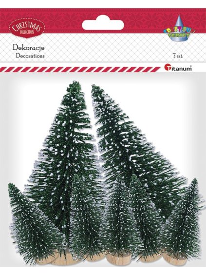 Dekorace, Vánoční STROMKY, plast., cca 8 x 5 cm, 7ksbal