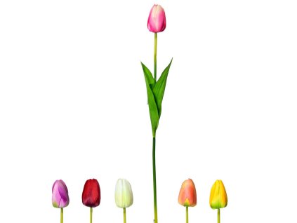 Umělá květina, TULIPÁN, mix barev, 55cm, 1ks