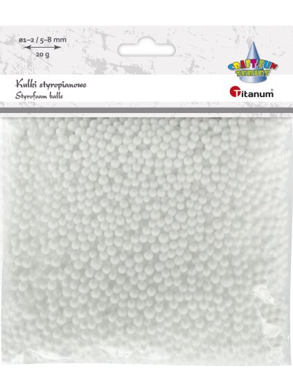 Kuličky, polystyrénové, BÍLÁ, 1-2/5-8mm, 20g/bal.