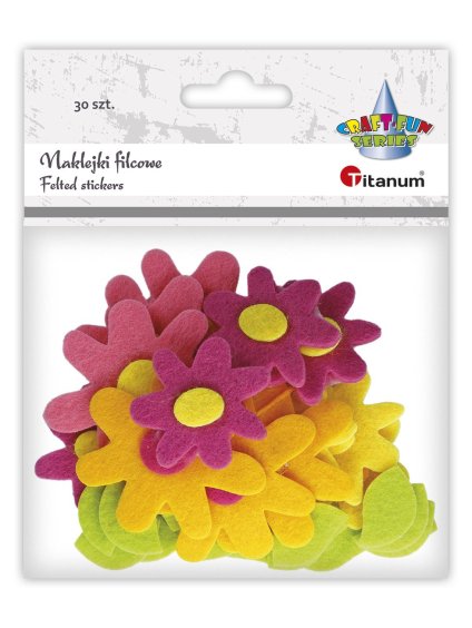 Samolepky filc., KVĚTY A LÍSTKY, mix, 30ks/bal.