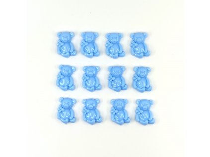 Plastoví medvídci, modrá barva, 2,5 x 1,8 cm, 12 ks / bal.