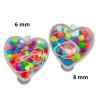 srdce, neonové korálky, mix velikostí, 6 mm a 8 mm