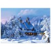 Diamantové malování, obrázek, CHALOUPKA SNĚHEM ZAVÁTÁ