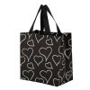 nákupní taška PP 10 l motiv, srdíčka, černá