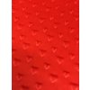 Látka MINKY, 1 metr x 150 cm, motiv 3D srdíčka, barva červená