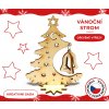 Dřevěné výřezy, sada k dotvoření, Vánoční strom se zvonečkem, 10,8 x 8,8 cm
