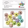 Korálky, dřevěné, kulaté, pastel. barvy, 15mm, 15ksbal