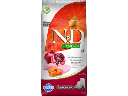 N&D PUMPKIN Dog GF Chicken & Pomegranate Puppy Medium & Maxi 12 kg