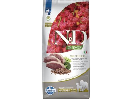 N&D QUINOA Dog GF Duck, Broccoli & Asparagus Neutered Adult Medium & Maxi 12 kg