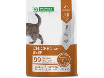 Nature's Protection Cat kaps. Kitten Chicken and Beef 100g