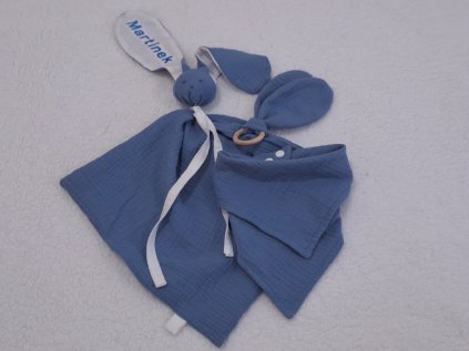 Mušelínová sada 3V1 s muchláčkem modrá jeans
