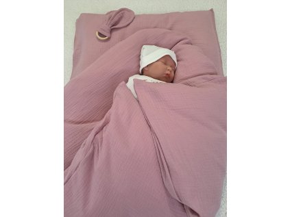 Péřová zavinovačka mušelínová Starorůžová Sada 4v1