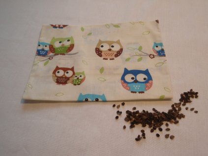 Nahřívací polštářek Sovy modré s pohankovými slupkami