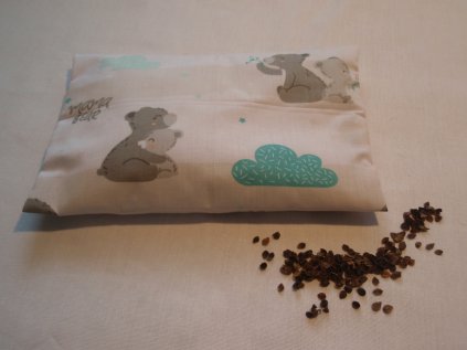 Nahřívací polštářek Medvídek šedý s pohankovými slupkami