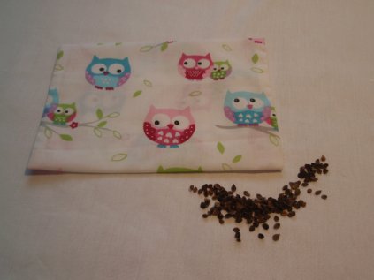 Nahřívací polštářek Sovičky růžové s pohankovými slupkami