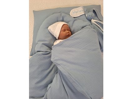 Péřová zavinovačka mušelínová Blue modrá Sada 4V1