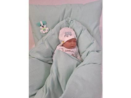 Péřová zavinovačka mušelínová Mentolová Sada 4v1