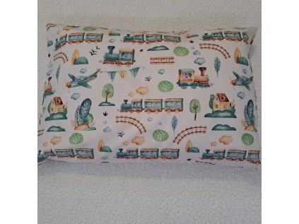 Povlak na polštářek Vláček a letadlo 40 x 60 cm