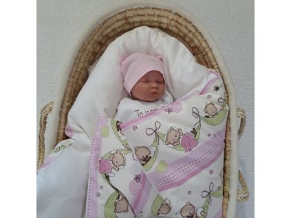 Péřová zavinovačka Medvídci na houpačce