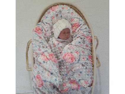 Péřová zavinovačka minky Květy a ptáčci