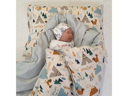 Péřová zavinovačka Zvířátka s Teepee Sada 4v1