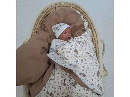 Péřová zavinovačka Hnědá se zvířátky