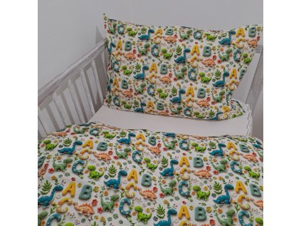 Povlečení do postýlky Dinosauři s písmeny