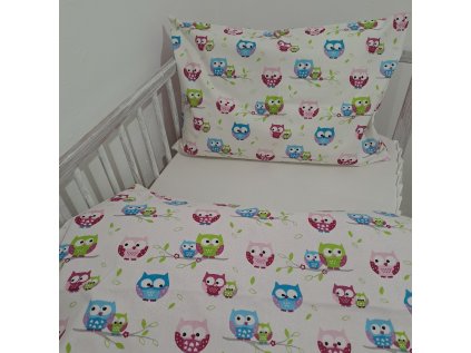 Povlečení do postýlky Sovičky růžové