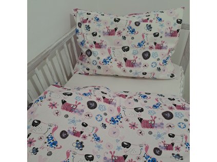 Povlečení do postýlky Pejsek růžový