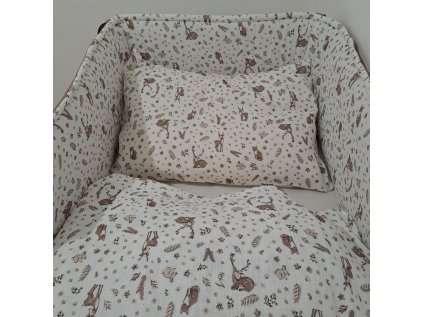 Mantinel do postýlky Hnědý se zvířátky