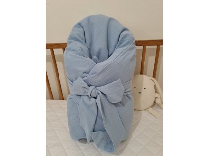 Povlak na péřovou zavinovačku mušelínový Blue modrý