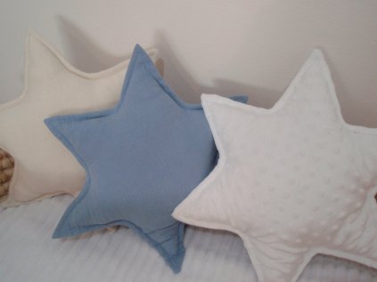 Dekorační polštářek Hvězdička mušelínová blue modrá