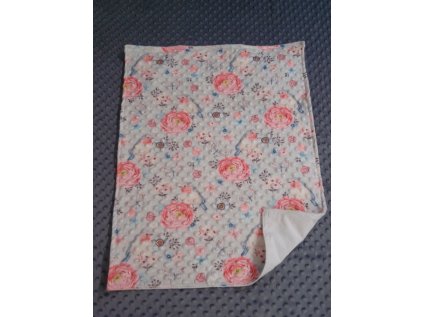 Přebalovací  podložka minky Květy a ptáčci