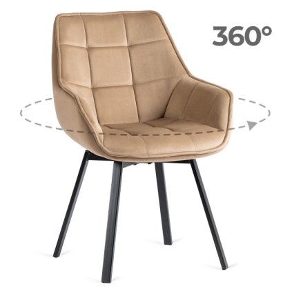 Krzesło Obrotowe LUNA Beżowe Welurowe (Farba béžová)