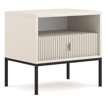 Szafka Nocna MARCOS Ryflowana Kaszmir (Farba biela, Nohy čierna)