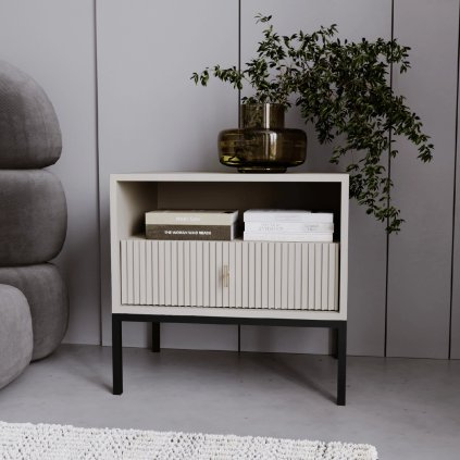 Szafka nocna MARCOS Kaszmir Ryflowana (Farba biela, Nohy čierna)