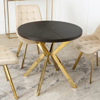 Stół DORIAN 80-160 cm Czarny/Złoty (Farba čierna, Nohy zlatá)