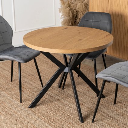 Stół LUGO 90-190 cm Dąb Złoty/Czarny (Farba čierna, Nohy dub)