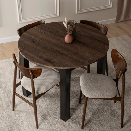 Stół HARRY 102-142 cm Dąb Orzech/Czarny (Farba orech)