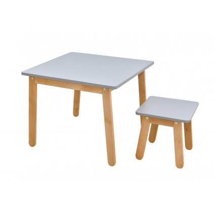 SET - Stolík + stolička WOODY - sivá