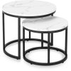Zestaw Stolików DAFNE Biały Marmur (Farba biely mramor, Nohy čierna)