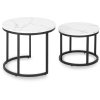 Zestaw Stolików DAFNE Biały Marmur (Farba biely mramor, Nohy čierna)