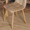 Krzesło FREDY Beżowe Welurowe (Farba béžová, Nohy dub)
