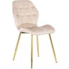 Krzesło LUCKY Beżowe z Białymi Nogami Welurowe (Farba béžová, Nohy biela)