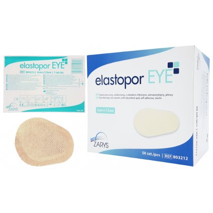 elastopor EYE, netkané oční krytí s absorpční vložkou, tělová barva, 5 cm x 7,5 cm, sterilní, 50 ks